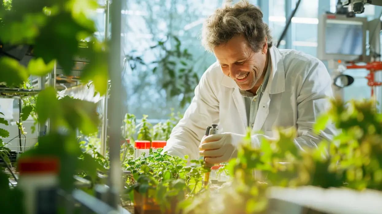 Chercheuse analysant un extrait végétal en laboratoire
