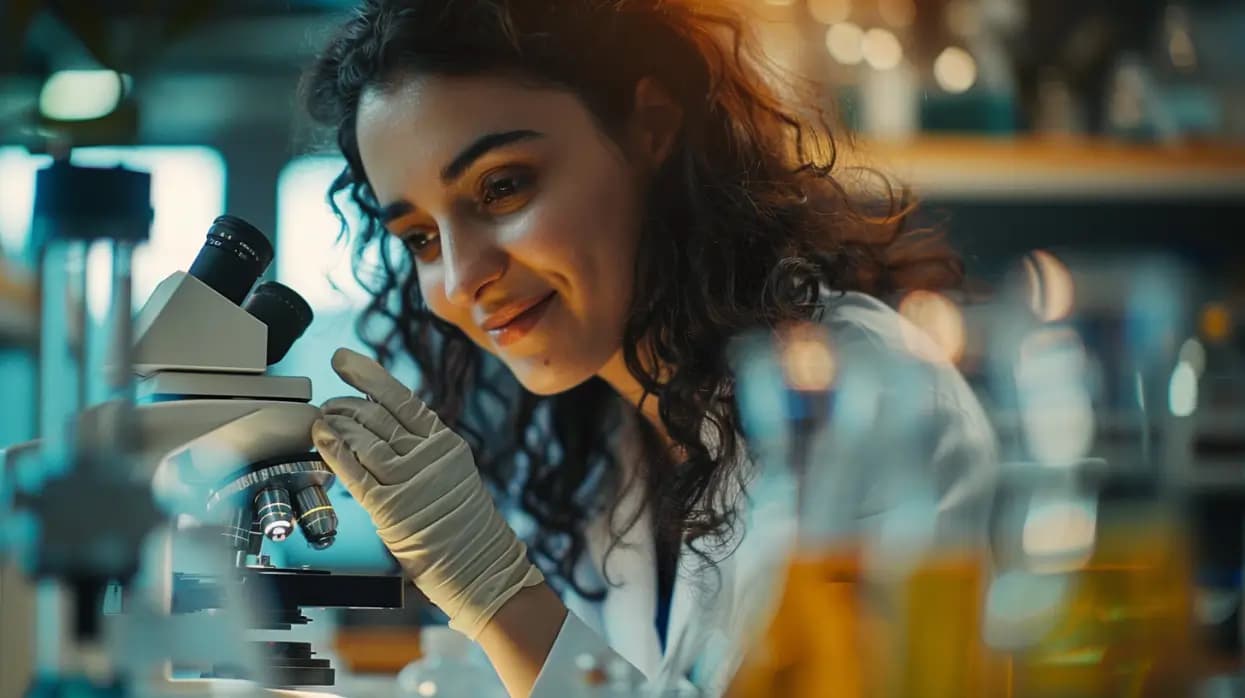 Chercheuse analysant un échantillon en laboratoire