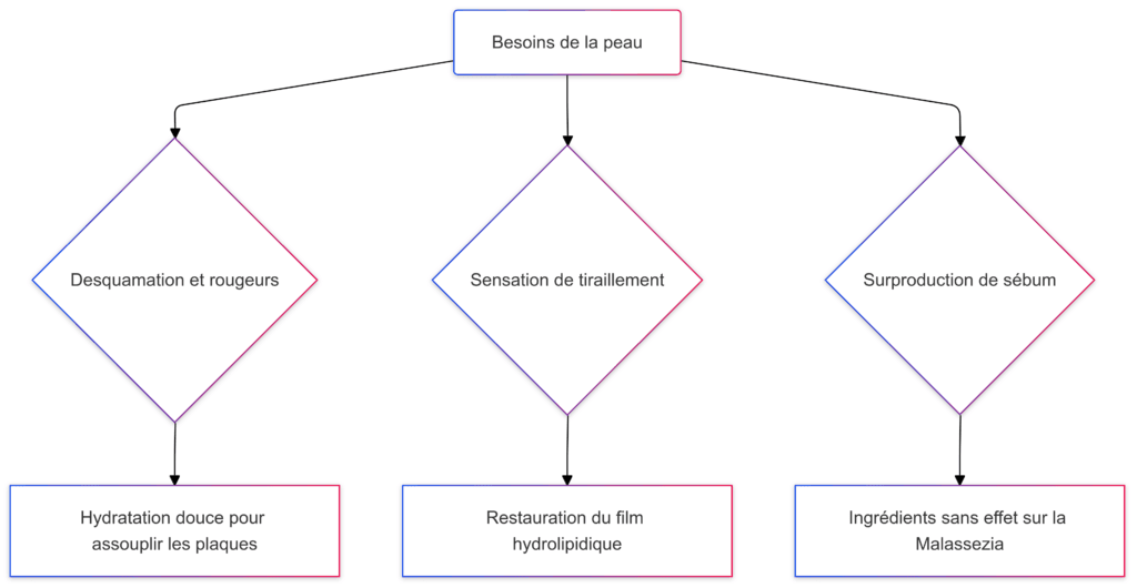 schéma des besoin d'une peau qui a de la dermite séborrhéique