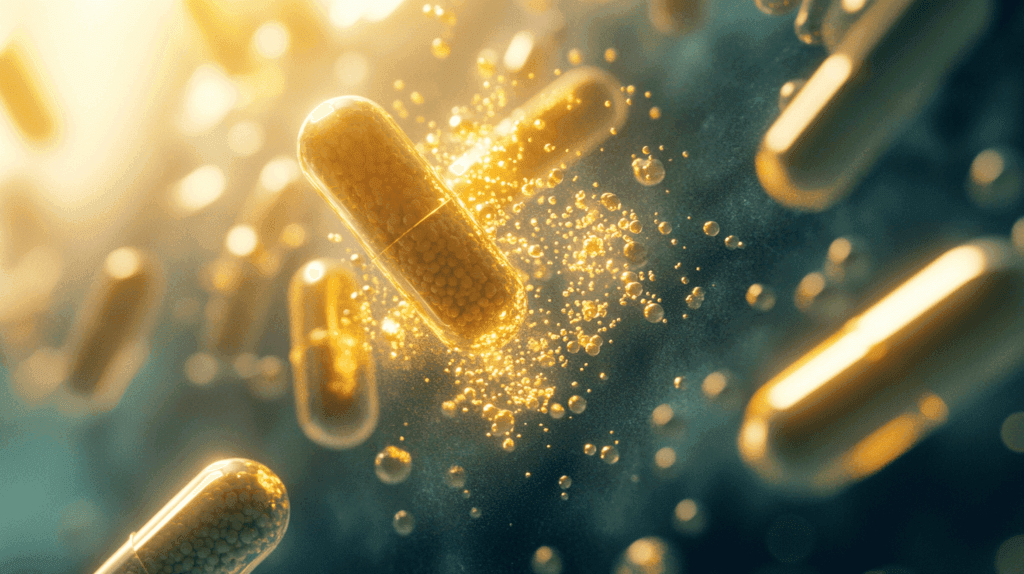 des gélules de probiotiques en train d'agir dans l'intestin