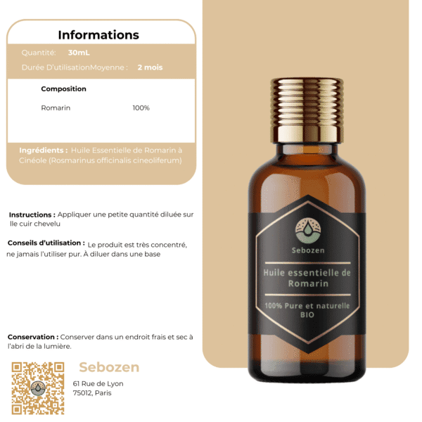 information sur l'huile essentielle de romarin sebozen