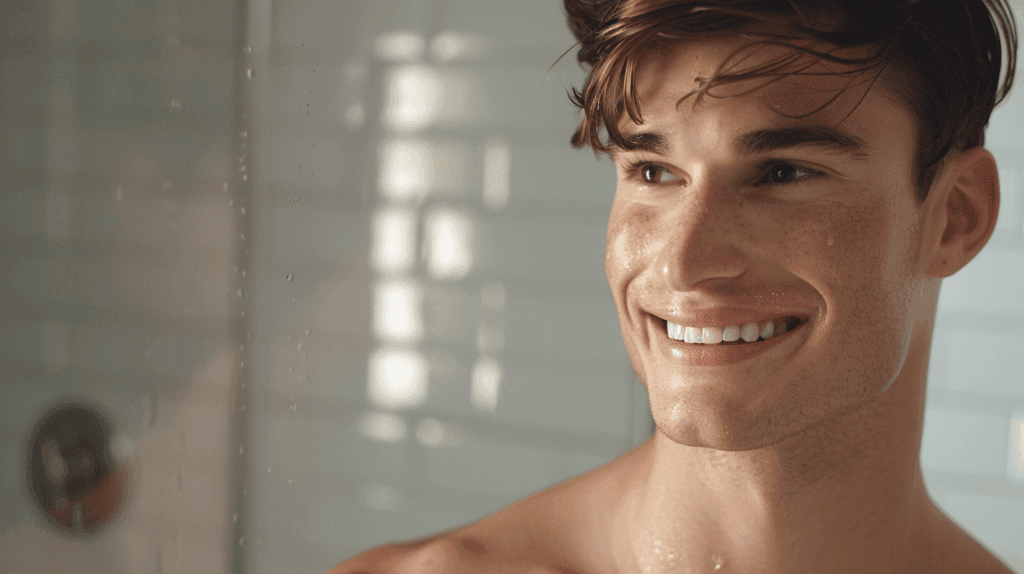 un homme qui a une belle peau grace a l'huile MCT sebozen