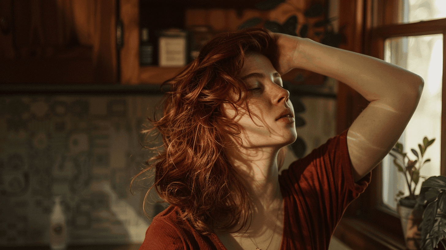 Personne se grattant la tête en raison des démangeaisons causées par les pellicules, un problème courant souvent entouré de mythes sur le traitement et lié à la prolifération du champignon Malassezia.