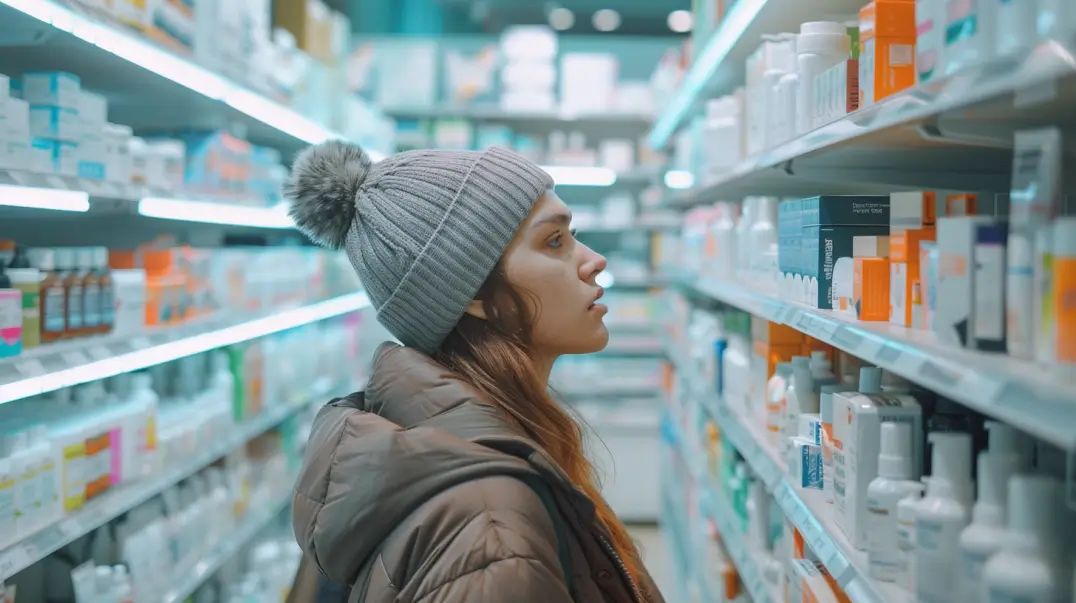 une femme qui cherche une crème psoriasis pour soigner son psoriasis.