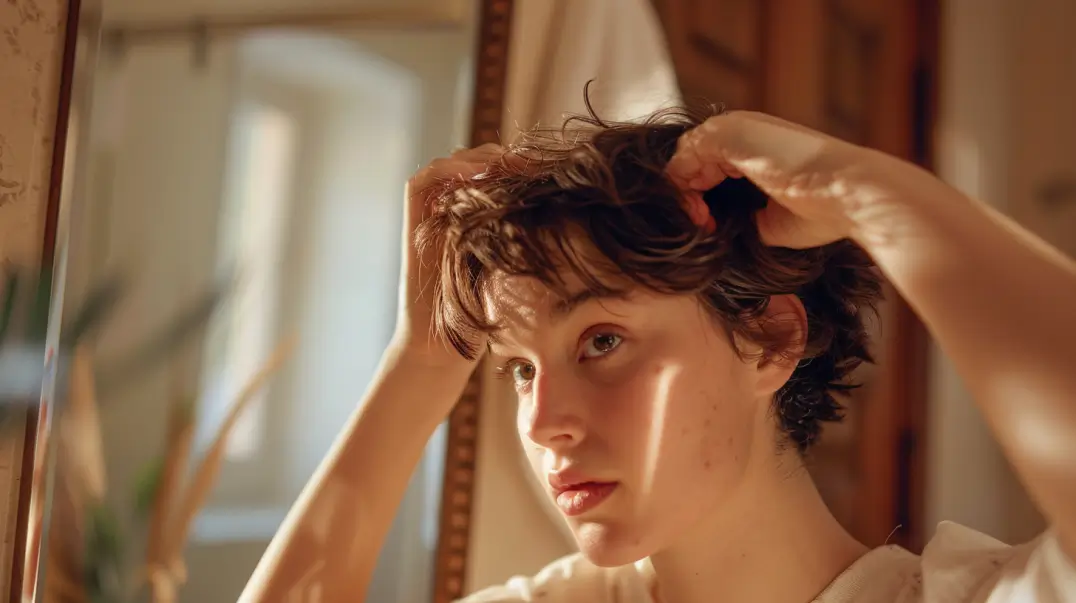 une personne qui ne sait pas si elle a de la dermite séborrhéique ou du psoriasis