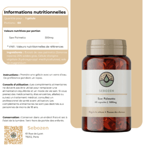 Fiche Produit du Saw Palmetto Sebozen