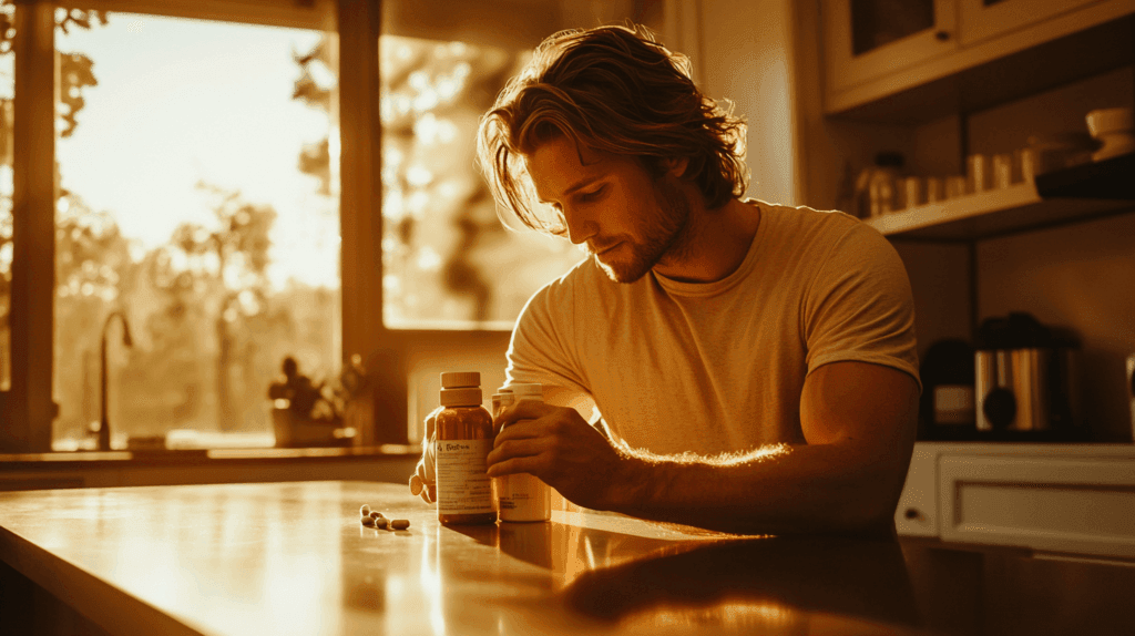 un homme qui utilise es meilleurs compléments alimentaires chute de cheveux, calvitie et cheveux fins