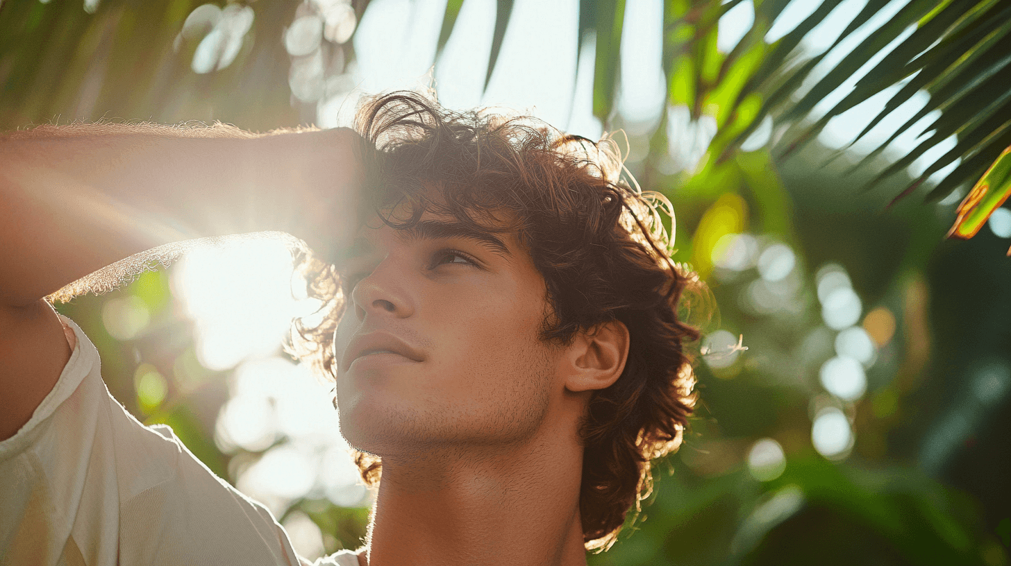 un homme qui a beaucoup de cheveux car il prend du saw palmetto pour ne pas avoir de calvitie