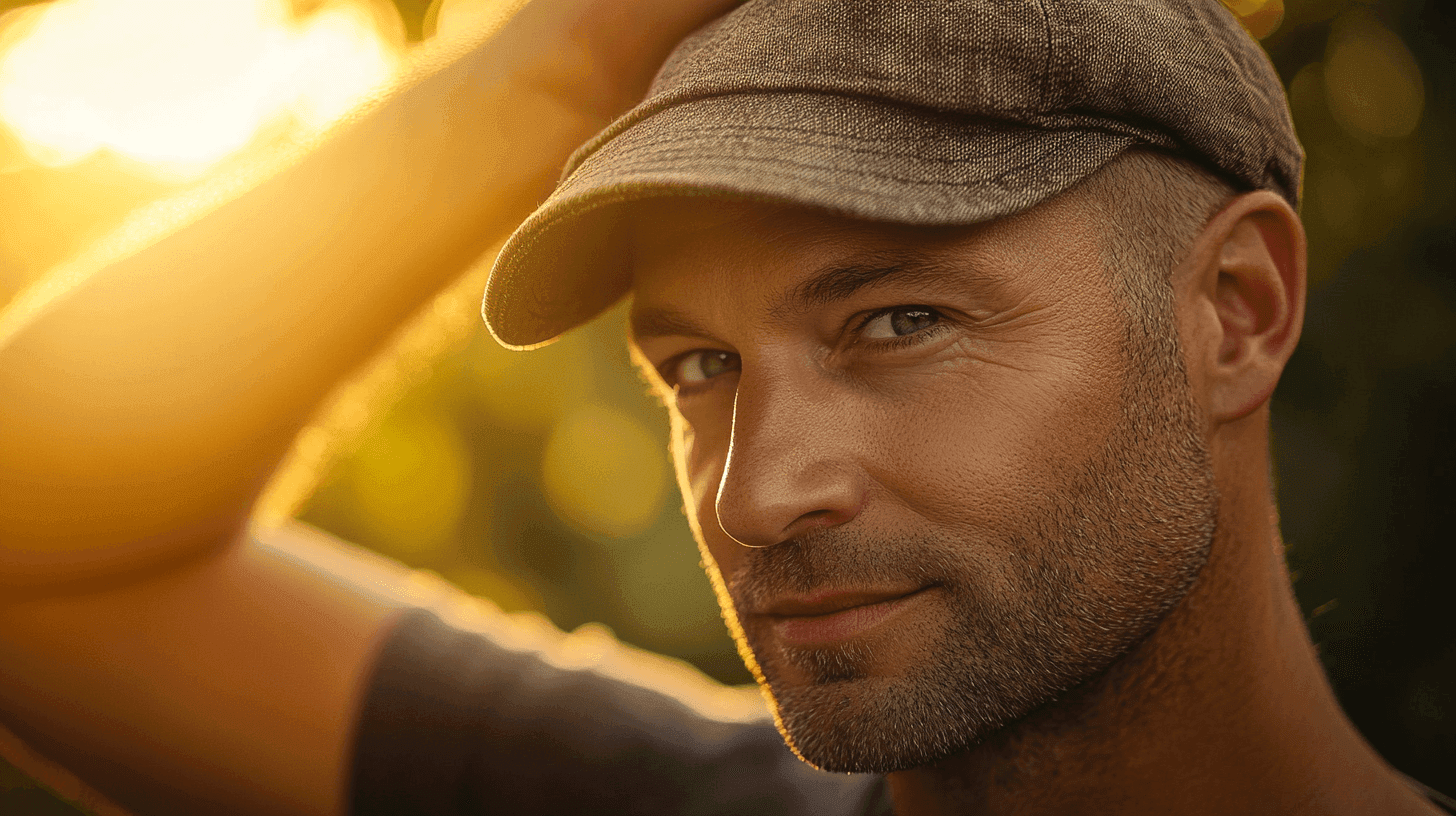 un homme qui porte une casquette pour cacher sa calvitie